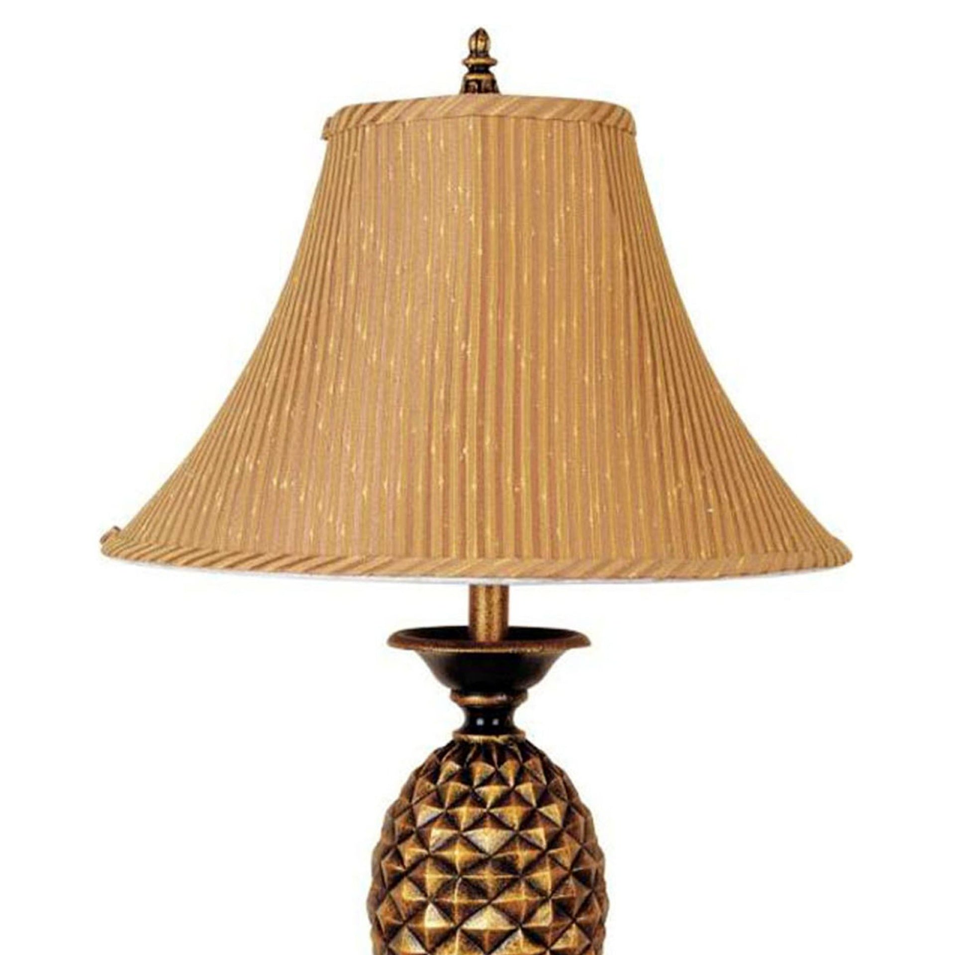 32" Tall Metal Table Lamp with Antique Gold finish, Pineapple design