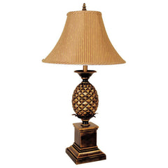 32" Tall Metal Table Lamp with Antique Gold finish, Pineapple design