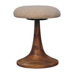 Artisan Furniture Solid Wood Boucle Teak Accent Stool