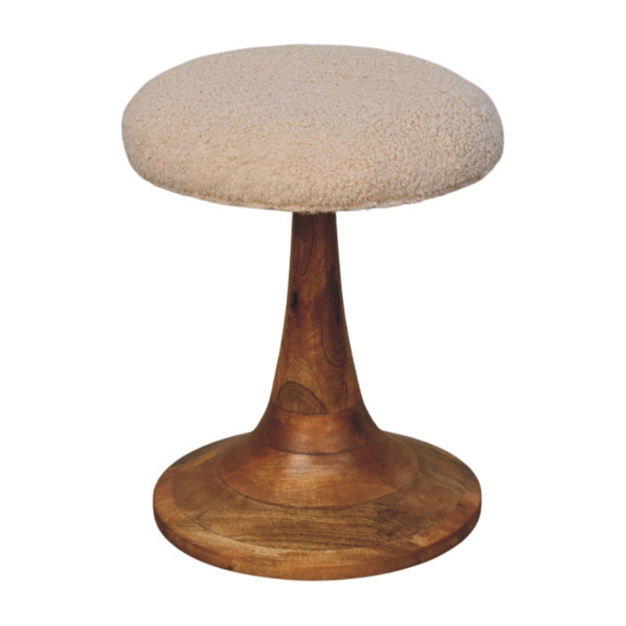 Artisan Furniture Solid Wood Boucle Teak Accent Stool