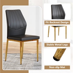 Set of 4 Black Dining Chairs, 37 inches High: Ergonomic PU Backrest, Combines Comfort and Style.Perfectly blends comfort and elegance, Injecting more comfort and style into dining time.