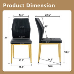Set of 4 Black Dining Chairs, 37 inches High: Ergonomic PU Backrest, Combines Comfort and Style.Perfectly blends comfort and elegance, Injecting more comfort and style into dining time.