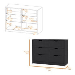 Basilea 4 Drawers Double Dresser with 2 pull down Cabinets Black