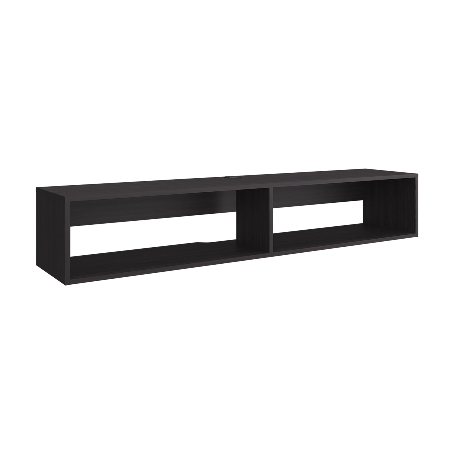 Eco 59" Floating Tv Stand with Two Rectangular Shelves  Black Wengue
