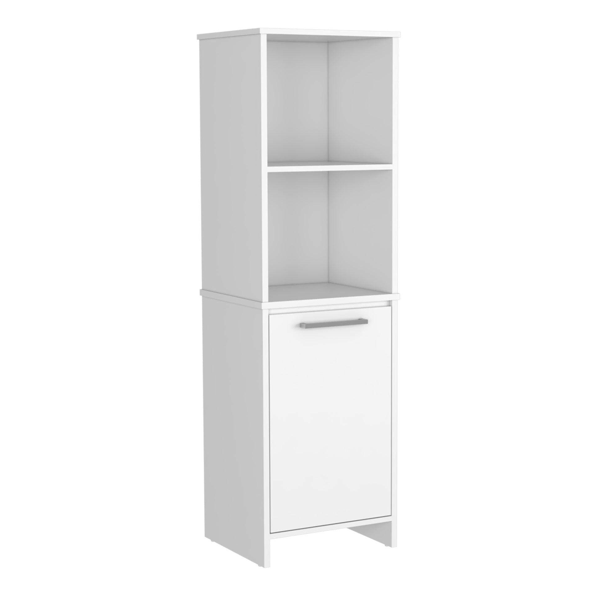 Eiffel Kitchen Pantry, Two External Shelves, Single Door Cabinet, Two Interior Shelves White -White