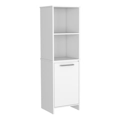 Eiffel Kitchen Pantry, Two External Shelves, Single Door Cabinet, Two Interior Shelves White -White