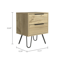 Augusta 2 Nightstand , End Table, Side Table Four Legs, Two Drawers -Light Oak