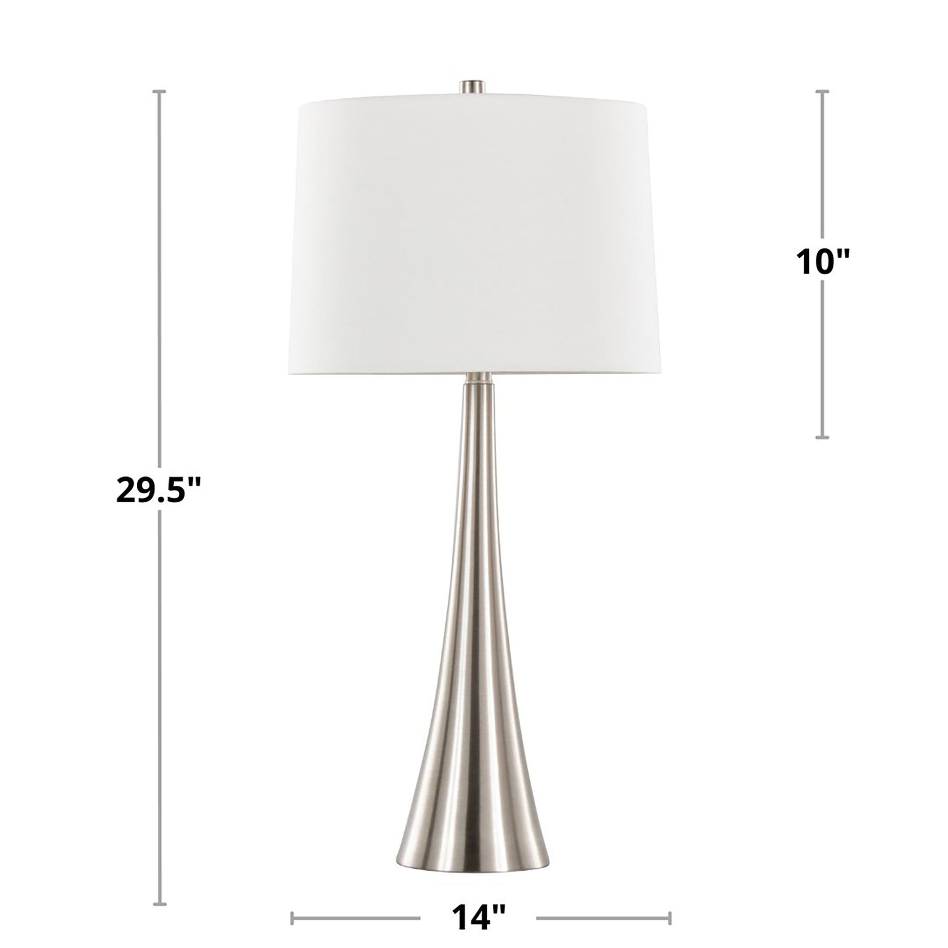 Diana 29" Contemporary Metal Table Lamp in Brushed Nickel with White Linen Shade from Grandview Gallery by  - Set of 2