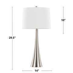 Diana 29" Contemporary Metal Table Lamp in Brushed Nickel with White Linen Shade from Grandview Gallery by  - Set of 2