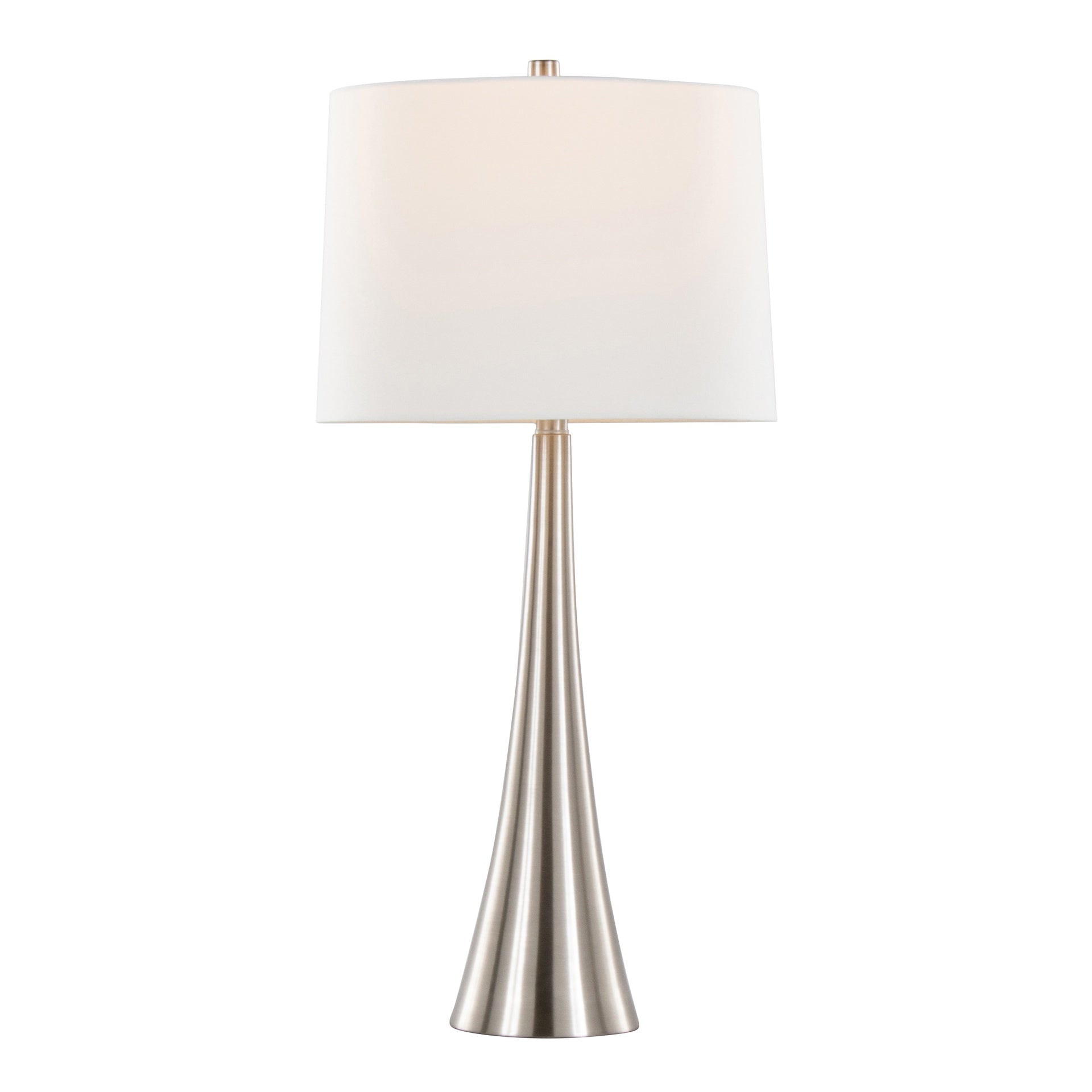 Diana 29" Contemporary Metal Table Lamp in Brushed Nickel with White Linen Shade from Grandview Gallery by  - Set of 2