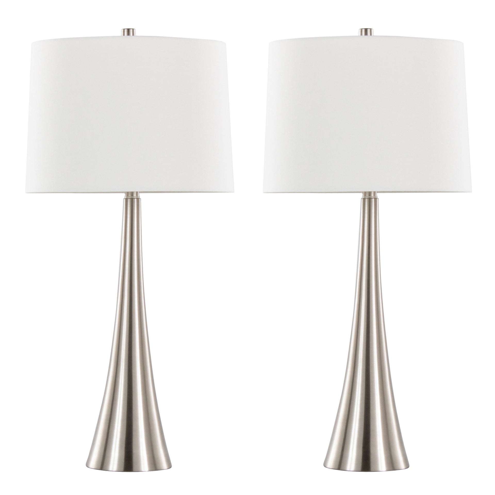 Diana 29" Contemporary Metal Table Lamp in Brushed Nickel with White Linen Shade from Grandview Gallery by  - Set of 2