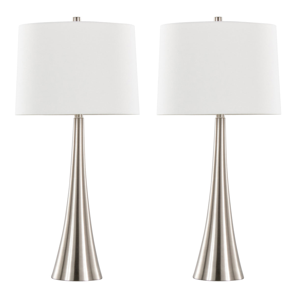 Diana 29" Contemporary Metal Table Lamp in Brushed Nickel with White Linen Shade from Grandview Gallery by  - Set of 2