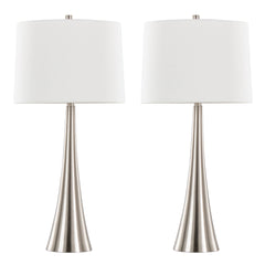 Diana 29" Contemporary Metal Table Lamp in Brushed Nickel with White Linen Shade from Grandview Gallery by  - Set of 2