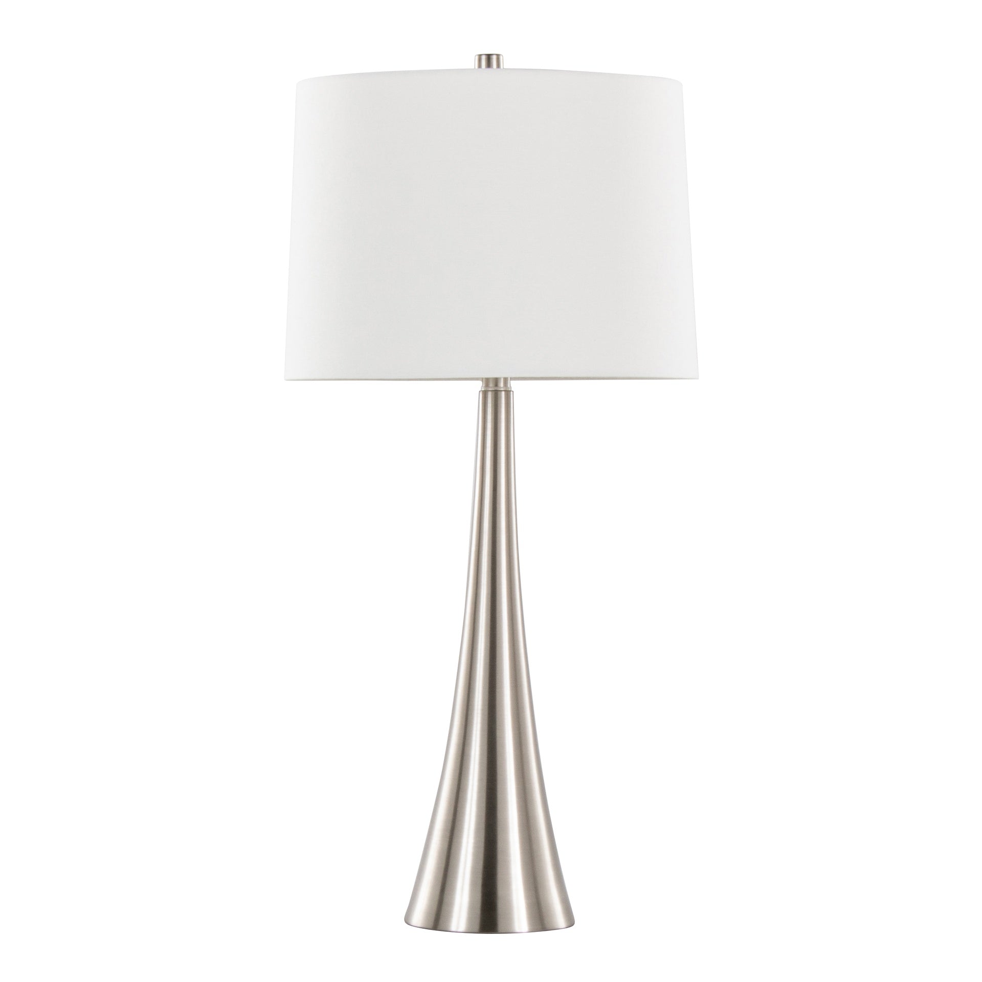 Diana 29" Contemporary Metal Table Lamp in Brushed Nickel with White Linen Shade from Grandview Gallery by  - Set of 2