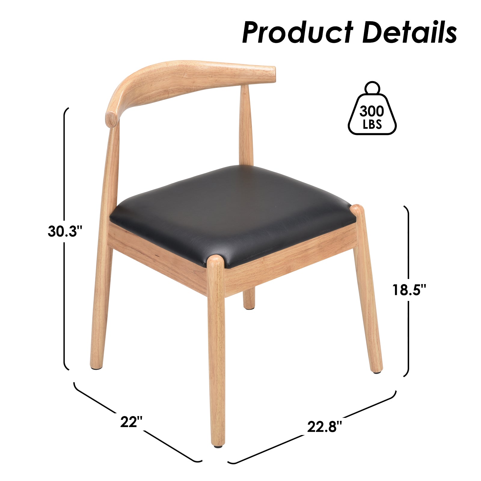 Weave Dining Chairs Set of 2, Mid-Century Modern Kitchen Chair with Solid Oak Frame & Handwoven Seat for Living Dining Room