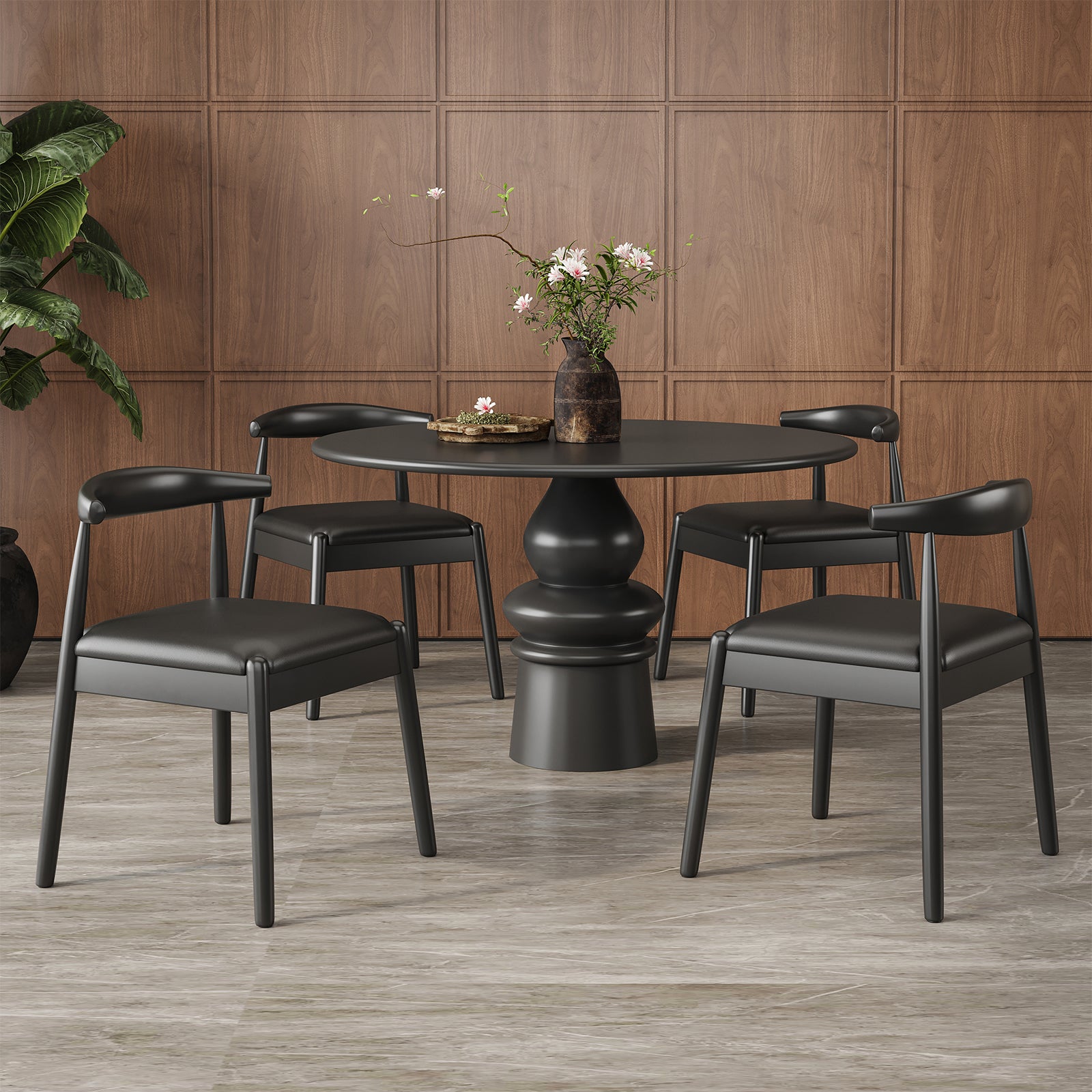 Weave Dining Chairs Set of 2, Mid-Century Modern Kitchen Chair with Solid Oak Frame & Handwoven Seat for Living Dining Room