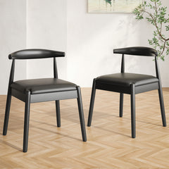 Weave Dining Chairs Set of 2, Mid-Century Modern Kitchen Chair with Solid Oak Frame & Handwoven Seat for Living Dining Room