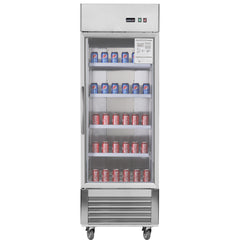 27"W Commercial Refrigerator 1 Glass Door Stainless Steel Interior and Exterior Construction Display Refrigerator 18.68 Cu.ft. Reach-in Merchandising Refrigerator Upright Fan Cooling Merchandiser
