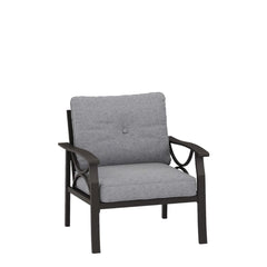 Set of 2  All-Weather Metal Armchairs, Khaki Frame with Gray Cushions