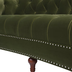 La Rosa Victorian Chesterfield Tufted Sofa, Olive Green Performance Velvet
