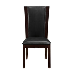Modern Contemporary Dining Side Chairs Set of 2 Dark Brown Faux Leather Upholstered Espresso Finish Hardwood Solid