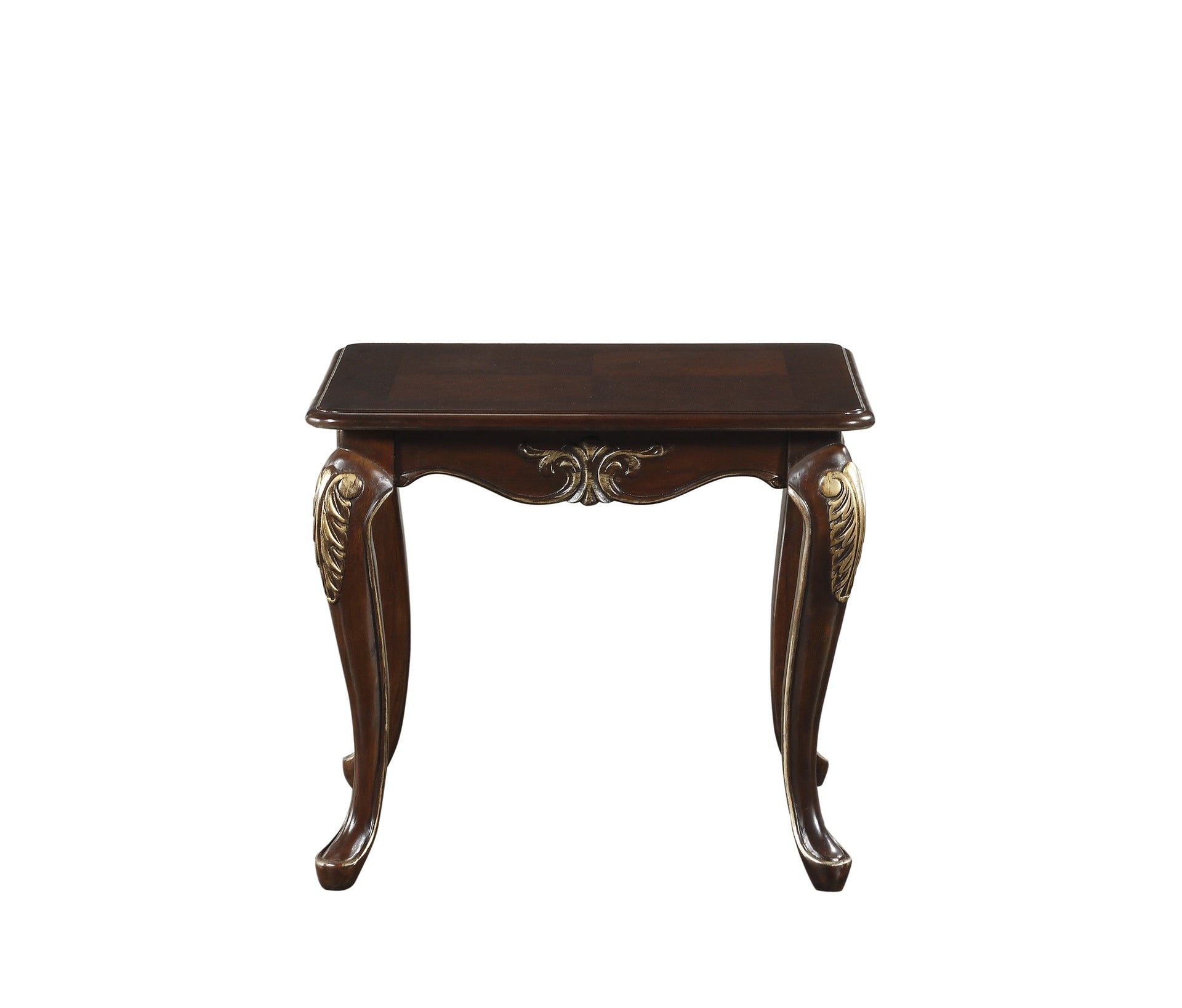 1pc Formal Traditional End Table Dark Cherry Finish with Gold Tipping Elegant Design Living Room Furniture Side Table