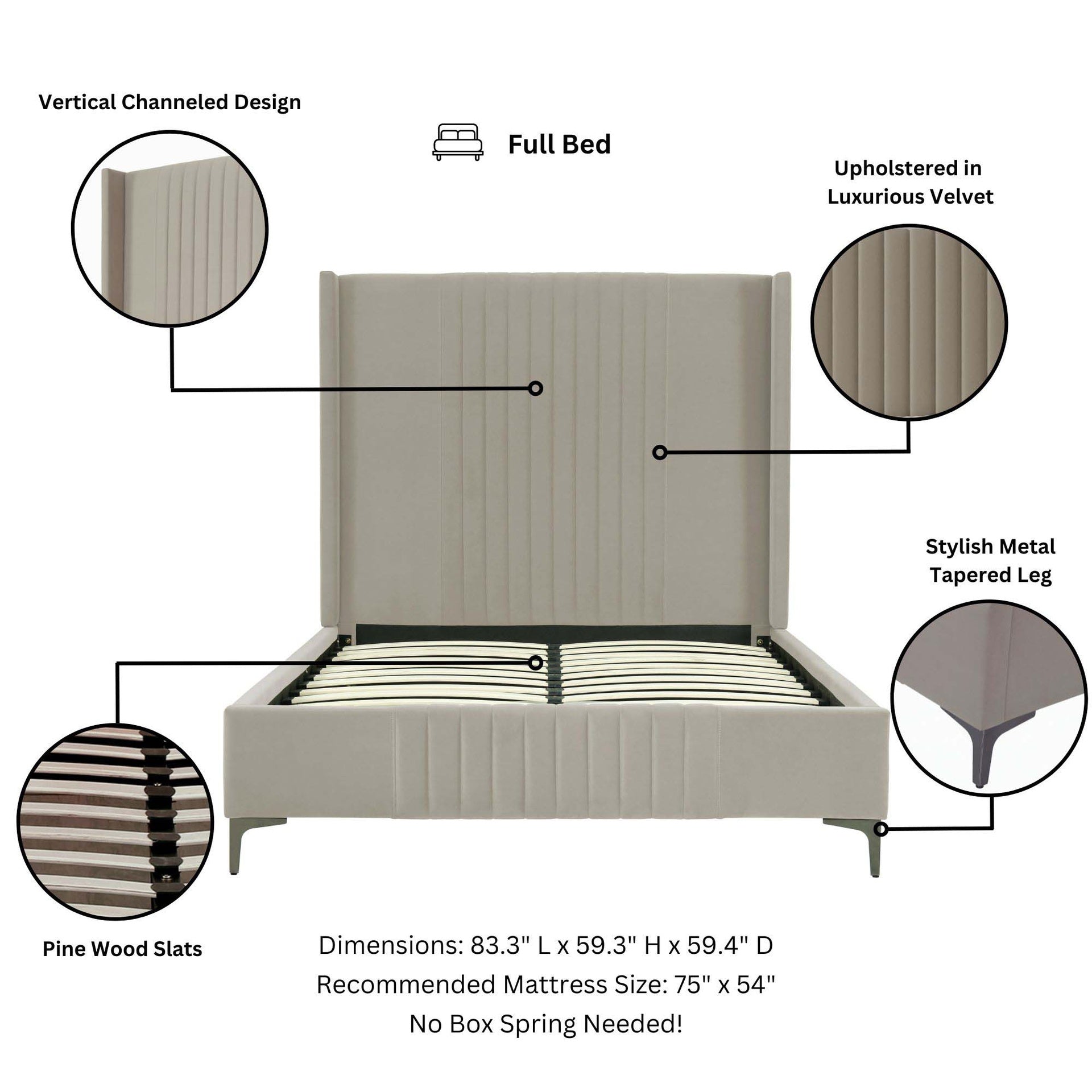 Full Bed in Rustic Taupe
