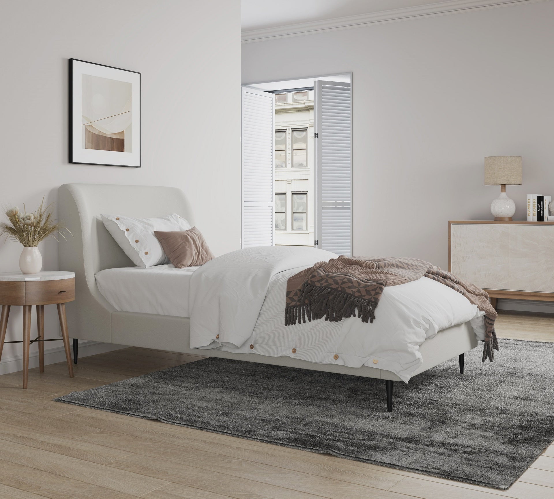 Twin Bed in Cream and Black