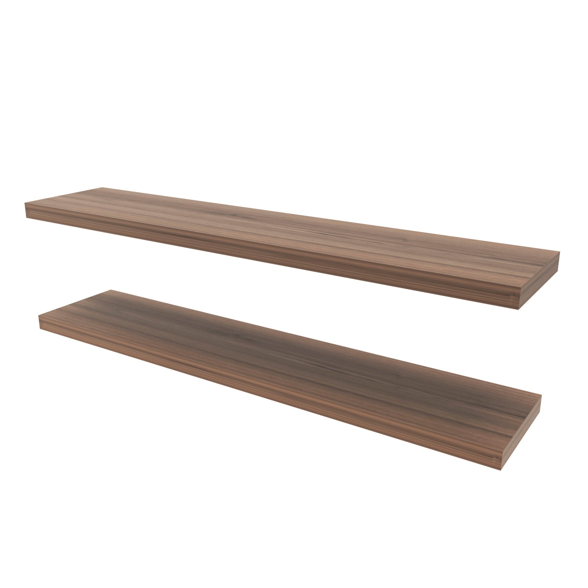 Light Brown Floating Shelf in Melamine, Set of 2