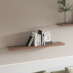 Light Brown Floating Shelf in Melamine, Set of 2