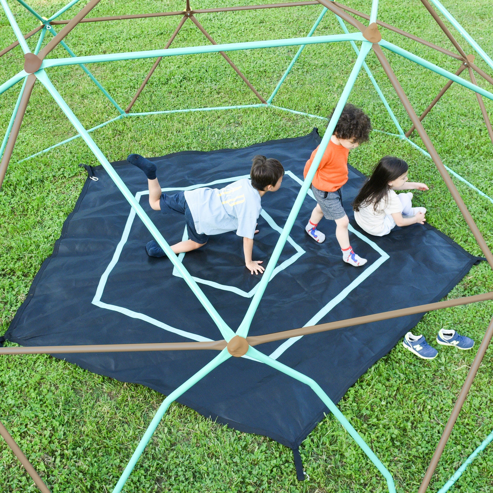 12ft Geometric Dome Climber Play Center, Kids Climbing Dome Tower with Hammock, Rust & UV Resistant Steel Supporting 1000 LBS