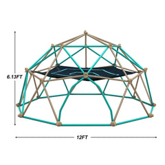 12ft Geometric Dome Climber Play Center, Kids Climbing Dome Tower with Hammock, Rust & UV Resistant Steel Supporting 1000 LBS