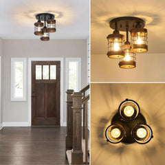 Semi Flush Mount Ceiling Light,3-Light Farmhouse Chandelier Light Fixtures Ceiling Mount