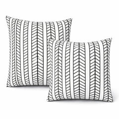 2 Pack Outdoor Throw Pillows, Waterproof & Fade-Resistant Patio Cushions for Garden, Porch, Poolside Furniture - Soft & Comfortable Decorative Pillow Covers (18x18 Inch, Ivory White with Black Patter)