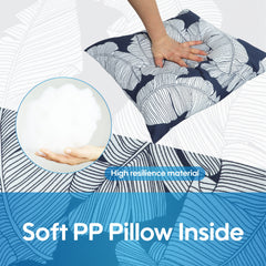 2 Pack Outdoor Throw Pillows, Waterproof & Fade-Resistant Patio Cushions for Garden, Porch, Poolside Furniture - Soft & Comfortable Decorative Pillow Covers (18x18 Inch, Blue leaf)