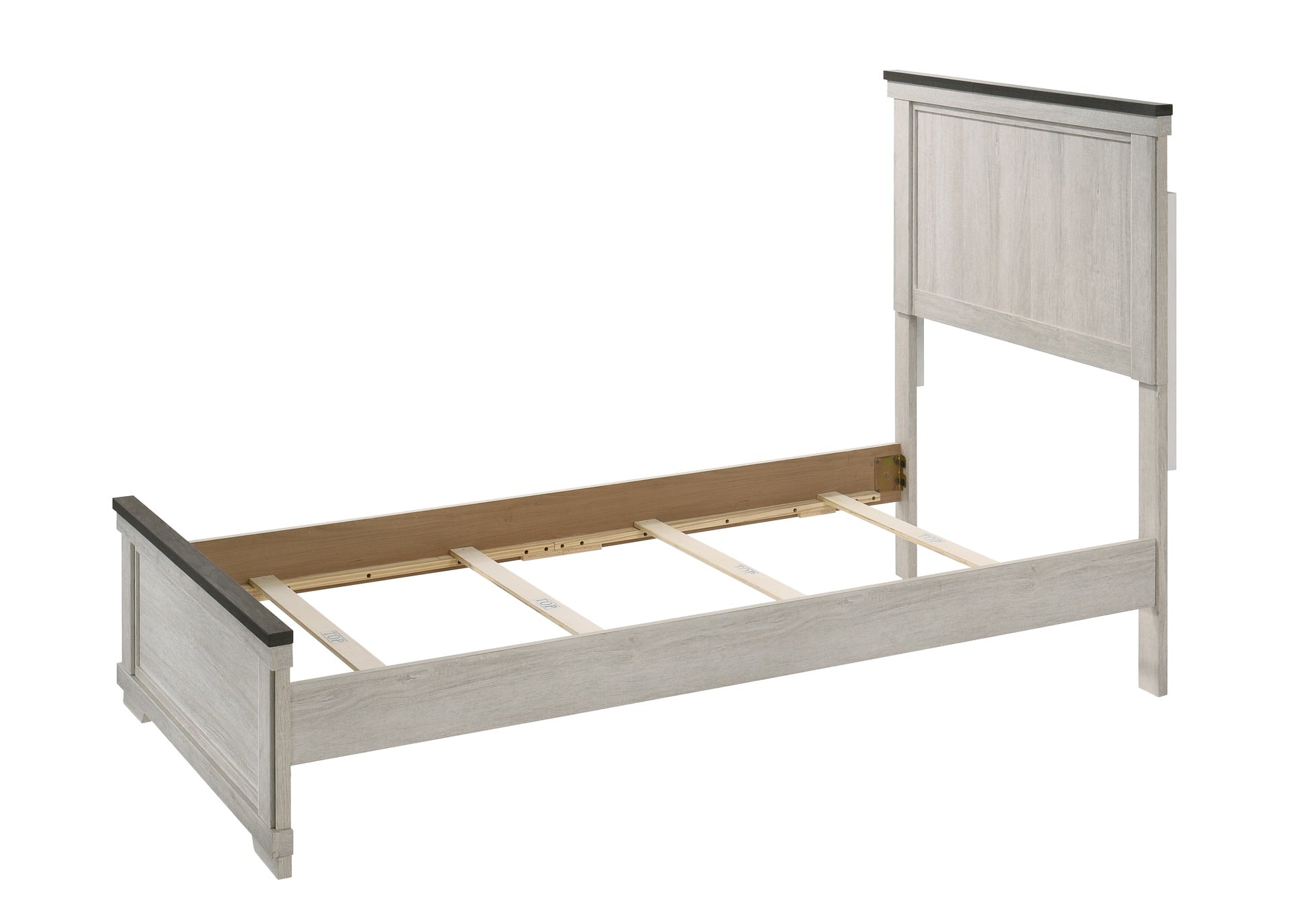 Farmhouse Rustic Style Antique White & Brown Twin Size Panel 1pc Youth Bed Wooden Bedroom Furniture