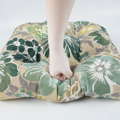 Outdoor Chair Cushions Set of 2, 19 x 19 x 4 Inch Tufted Seat Cushions with Ties, Waterproof Patio Chair Pads for Dining Chairs, Garden & Outdoor Furniture-Emerald Green Floral