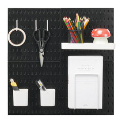 Pegboard Combination Kit 11 x 11" Plastic Pegboard 4 Panels Wall Organizer Black