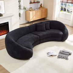 125.98" Modern Curved Sofa with Elegant Love Heart Design for Living Room BLACK