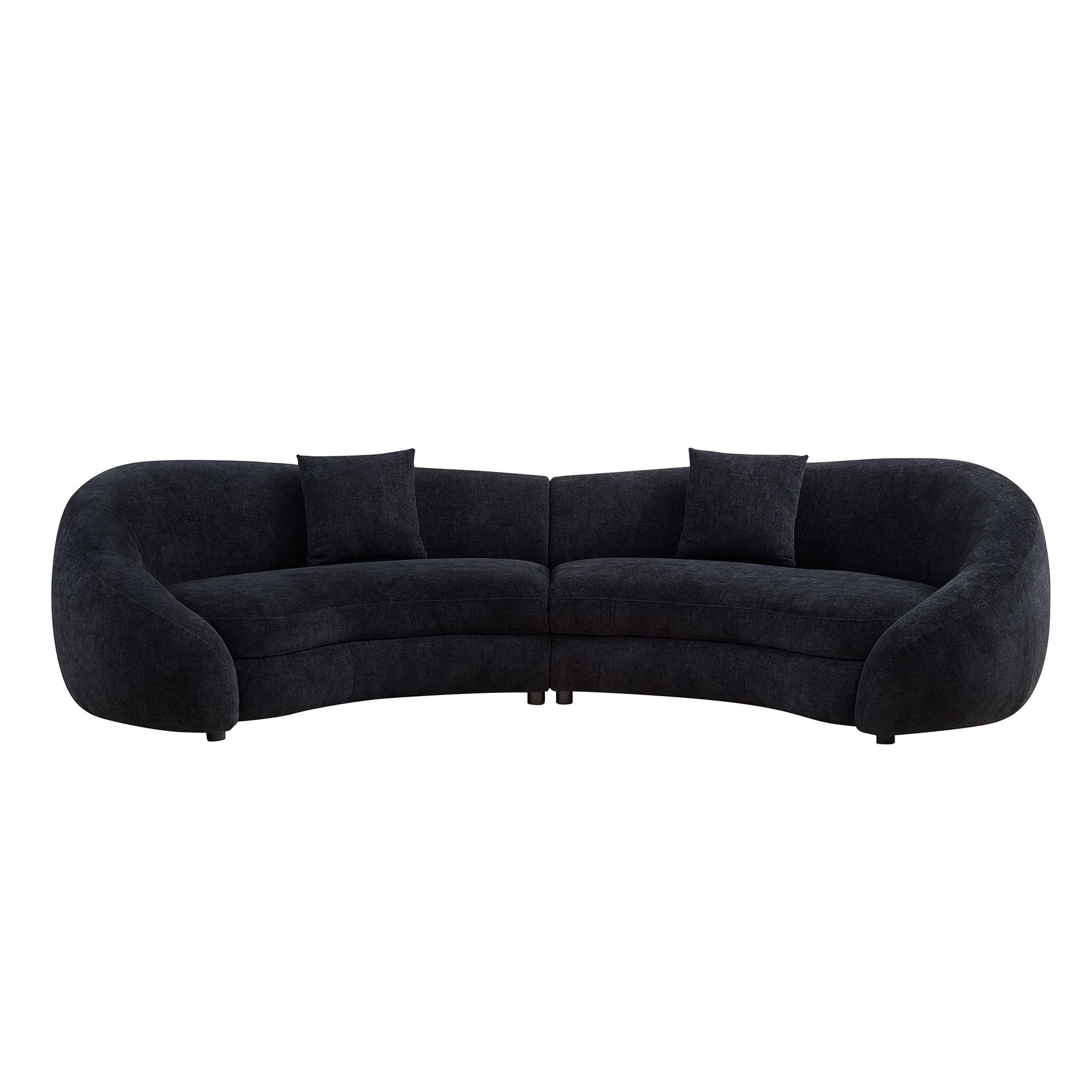125.98" Modern Curved Sofa with Elegant Love Heart Design for Living Room BLACK