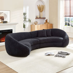 125.98" Modern Curved Sofa with Elegant Love Heart Design for Living Room BLACK