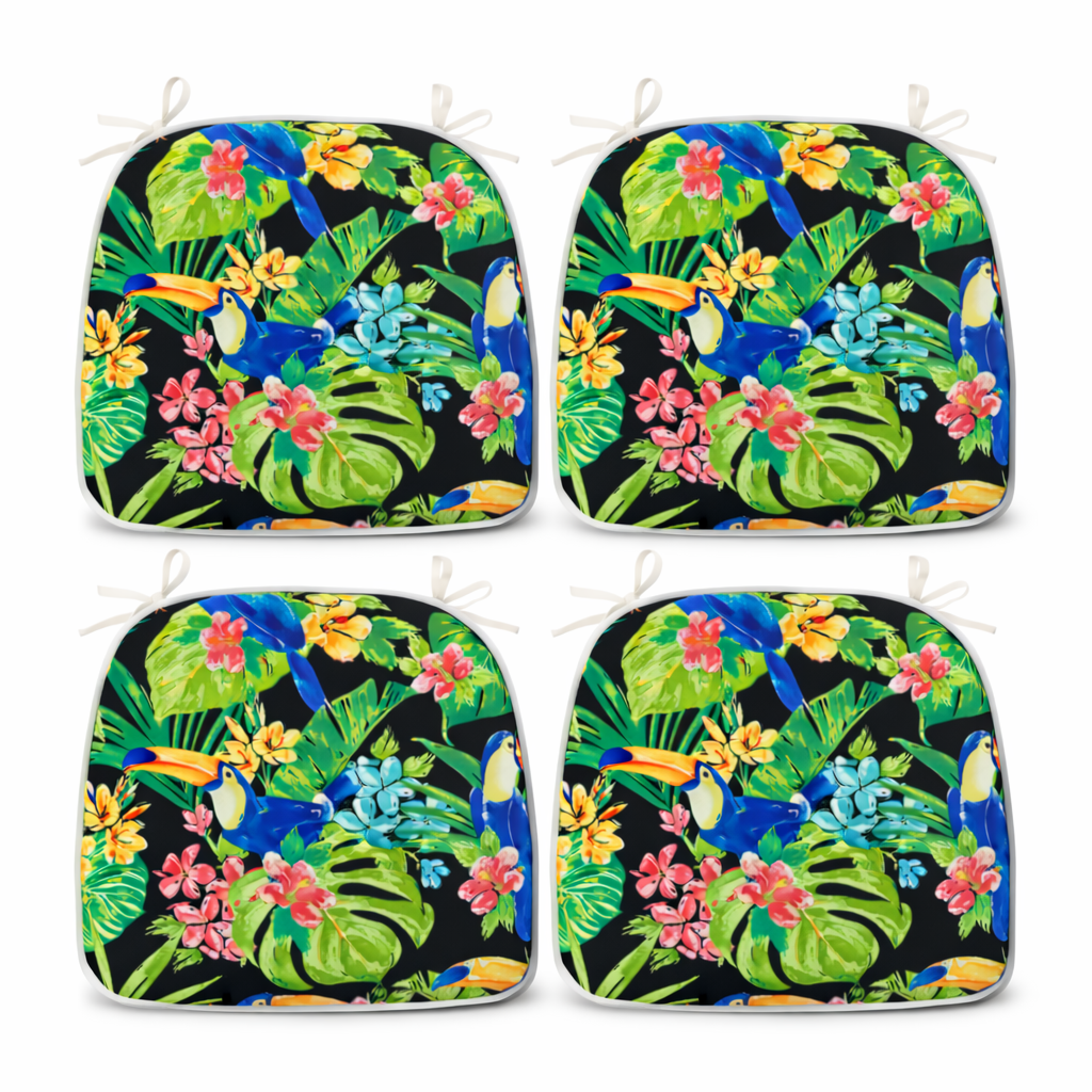 Outdoor Patio Chair Cushions, Water-Repellent U-Shape Thick Foam Seat Cushions with Ties, 17"x16"x2" All-Weather Cushions for Garden, Patio & Dining Chairs (Set of 4)-Rich Forest Green