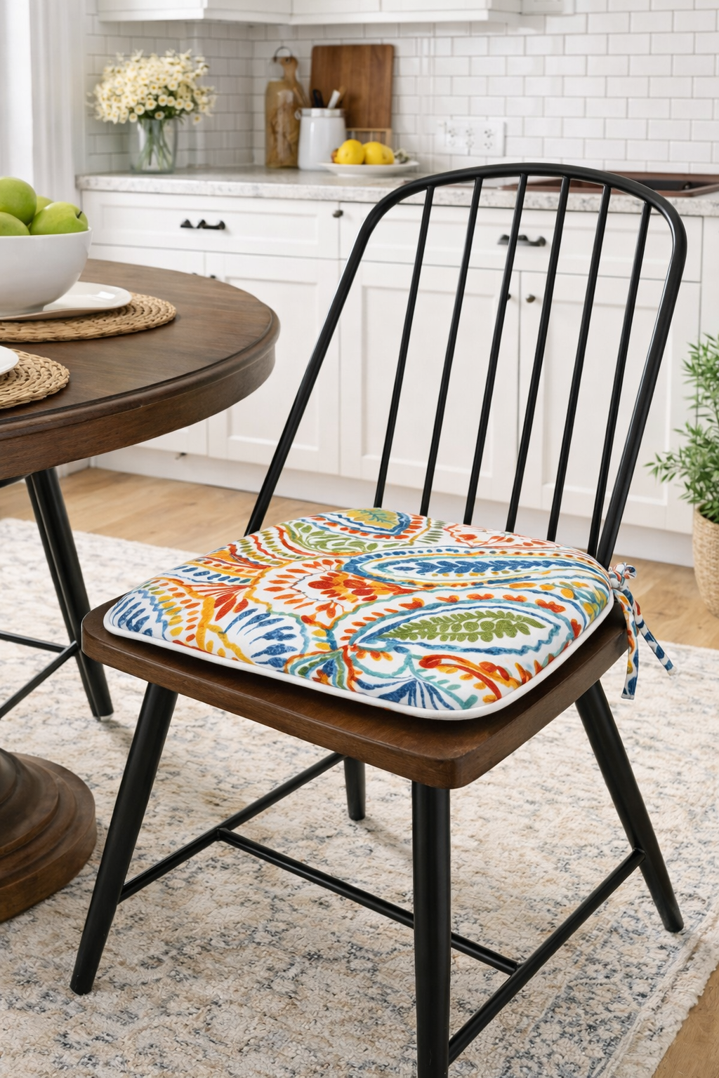 Outdoor Patio Chair Cushions, Water-Repellent U-Shape Thick Foam Seat Cushions with Ties, 17"x16"x2" All-Weather Cushions for Garden, Patio & Dining Chairs (Set of 4)-paisley multi