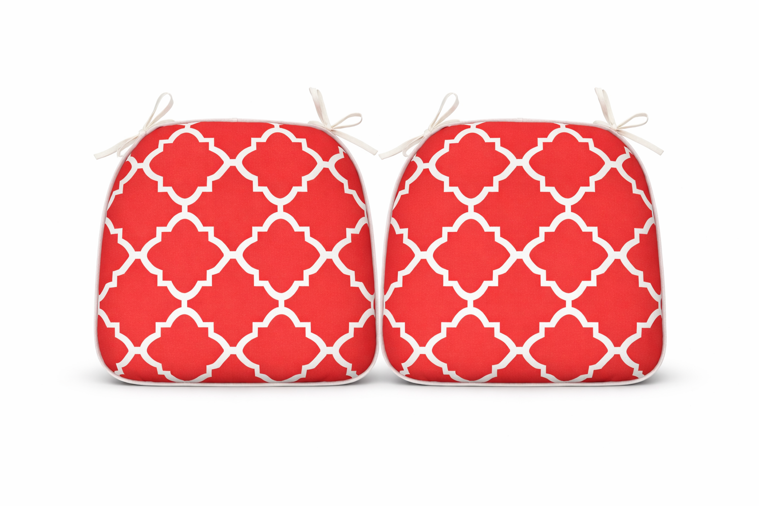 Outdoor Chair Cushions Seat Cushions with Straps, Patio Chair Pads for Patio Furniture Garden Home Office Decoration Set of 4, Plaid Red