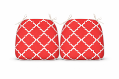 Outdoor Chair Cushions Seat Cushions with Straps, Patio Chair Pads for Patio Furniture Garden Home Office Decoration Set of 4, Plaid Red