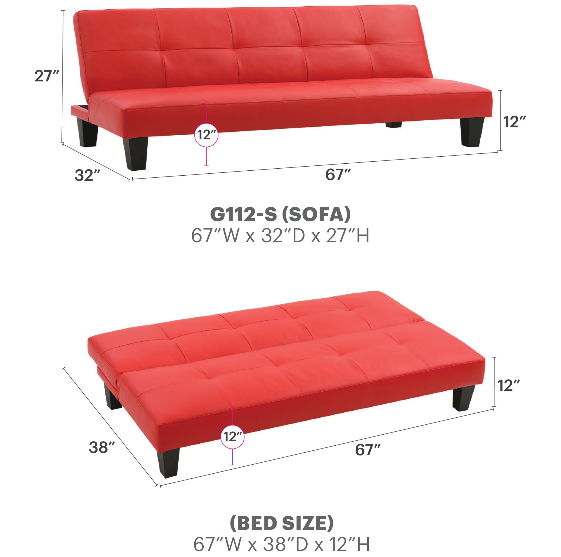 Versatile Contemporary Red Sofa Bed