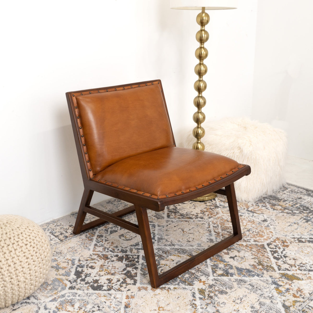 Everett Tan Leather Lounge Chair
