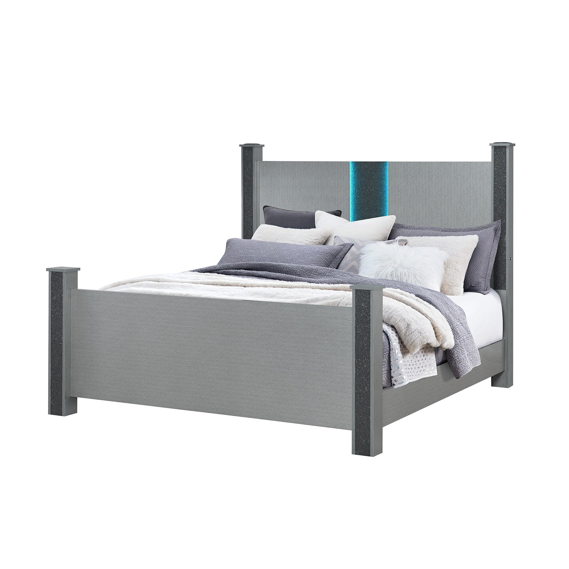 LORENZO SILVER FULL BED WITH SPEAKERS