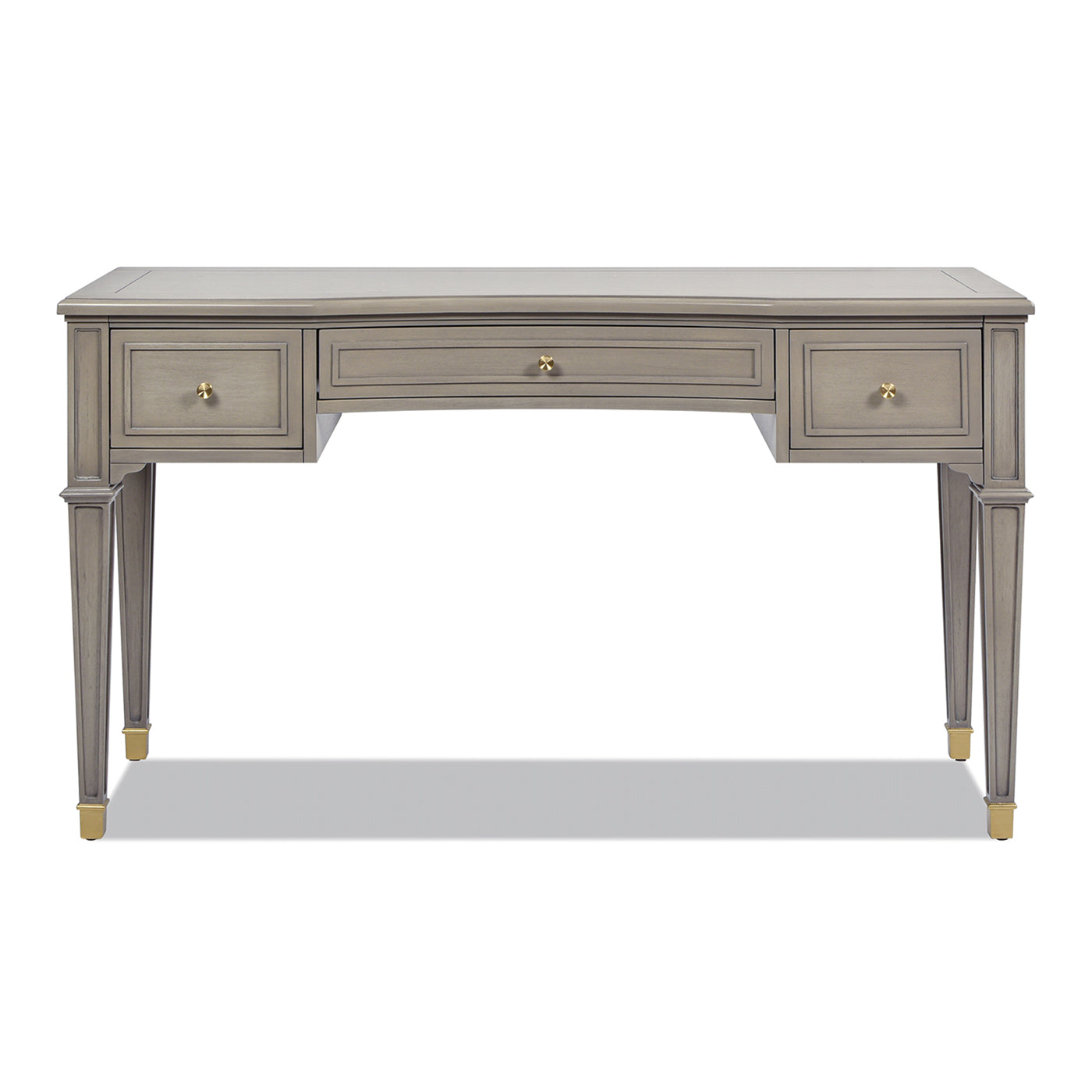 Dauphin 55" 3-Drawer Wood Executive Desk Grey Cashmere Rubber Wood & Veneer