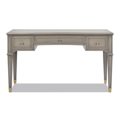 Dauphin 55" 3-Drawer Wood Executive Desk Grey Cashmere Rubber Wood & Veneer
